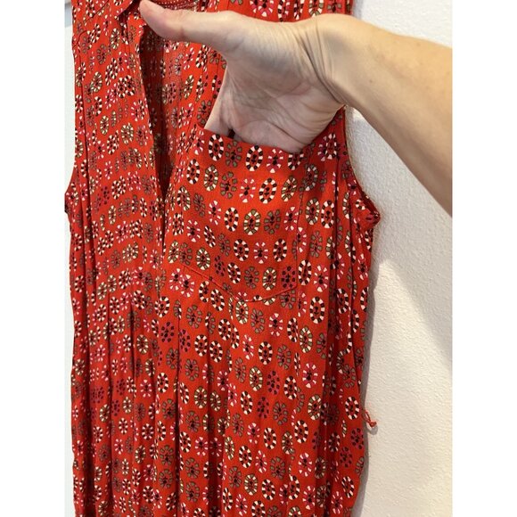 Maeve Anthropologie Red Daisy Midi Shirtdress Size 8 Belted Buttons Christmas - Picture 16 of 16